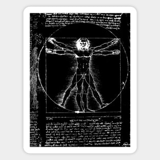 VITRUVIAN MAN Handwriting of Leonardo Da Vinci Black White Magnet